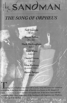 Read Sandman Special: The Song of Orpheus (1991-)  1 Page 2 in English