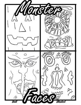 Read Monster Faces Coloring Book  1 Page 2 in English