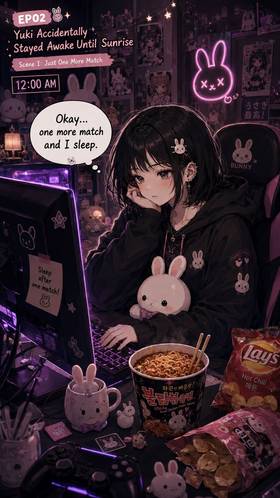Episode 2 — Yuki Accidentally Stayed Awake Until Sunrise 🌙🎮