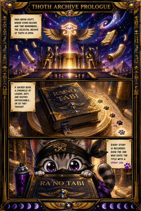 Read RA NO TABBY | ラーのTABBY: THE KITTEN WHO STOLE THE BOOK OF HEARTS | 心の書を盗んだ子猫  1 Page 3 in English