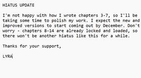 Hiatus Note
