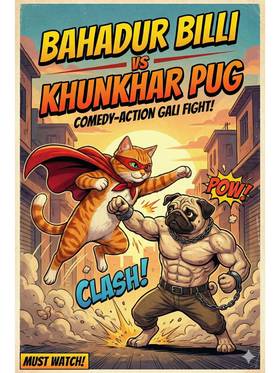 Bahadur Billi vs khukhar pug 