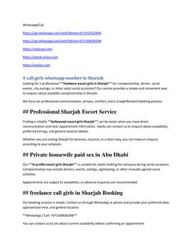 call girls in Sharjah ₱₱+971569636398₱₱ Sharjah Independent call girls